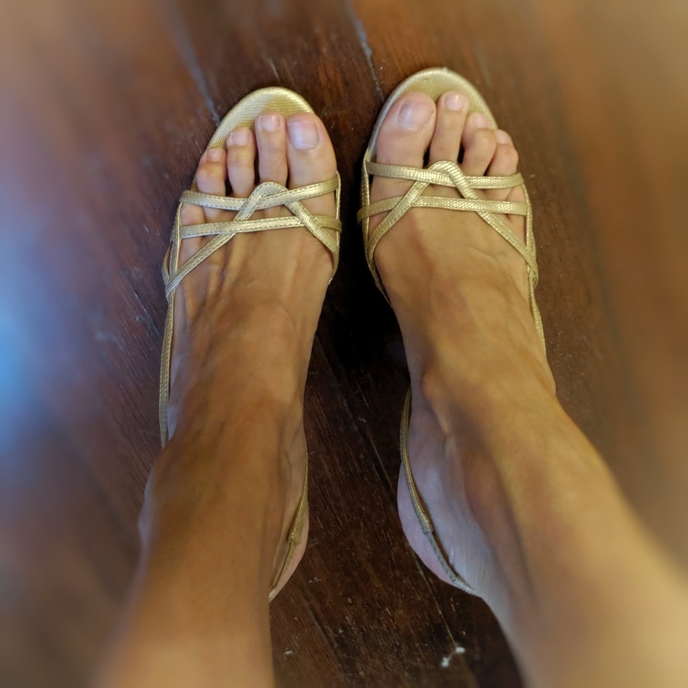 MOVING SALE! Calvin Klein Gold Strappy Sandal Heels